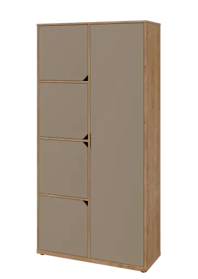 KSR6-82 P skříň šatní, 1x výsuvné ramínko, 4x dvířka, 2053x1022x400 mm, provedení pravé, dub lite/latte